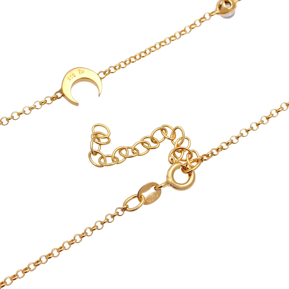 Elli Elli Collier Femmes Filigrane Basique Minimaliste avec Pierre de Lune en Argent S collier