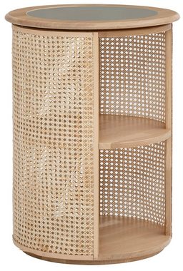 Leonique Beistelltisch Emilien, aus Eiche massiv, mit Rattan- Optik