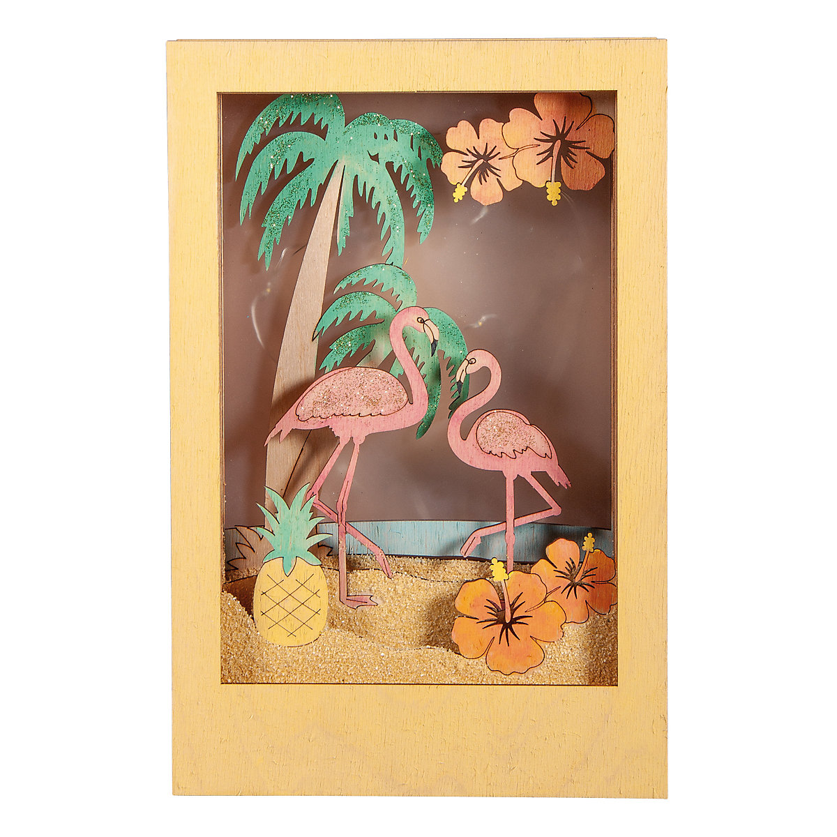 Holzbausatz 3D-Motivrahmen Flamingo, natur, 20x30x6,7cm, 10-tlg.