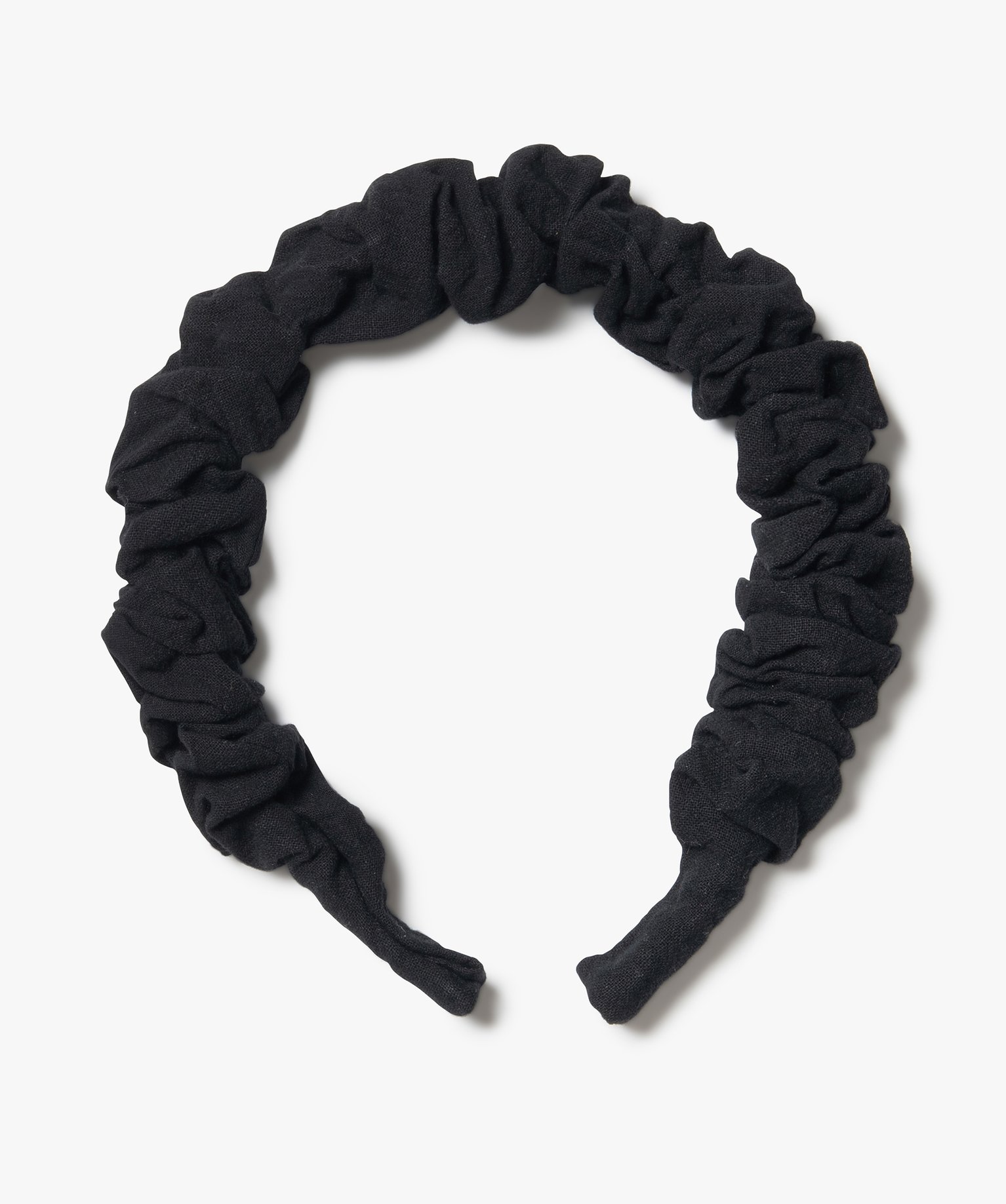 Serre-tête femme en toile froncée noir | GEMO