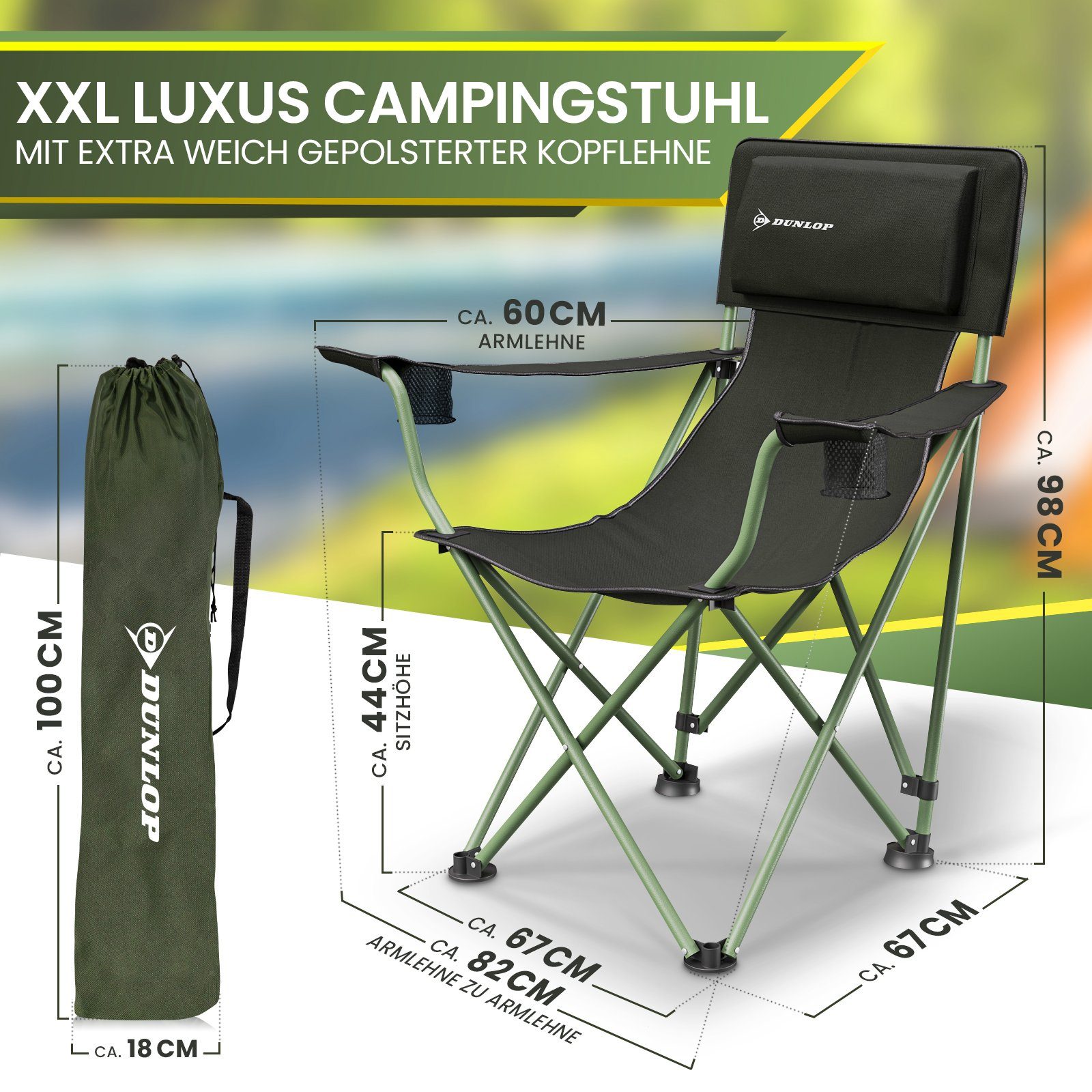 Dunlop Campingstuhl Campingstuhl faltbar XXL