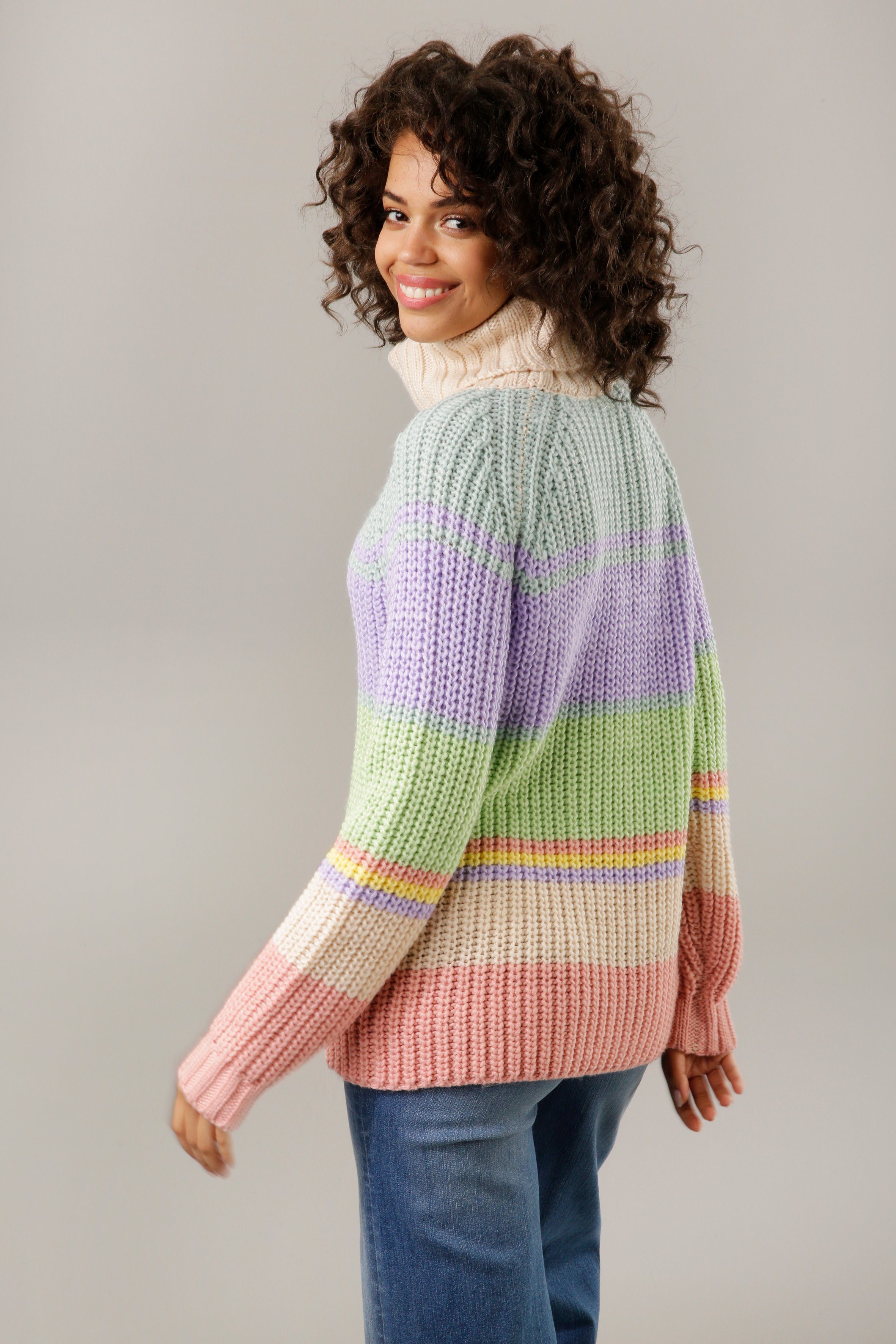 Aniston CASUAL Strickpullover im farbharmonischem Streifen-Dessin