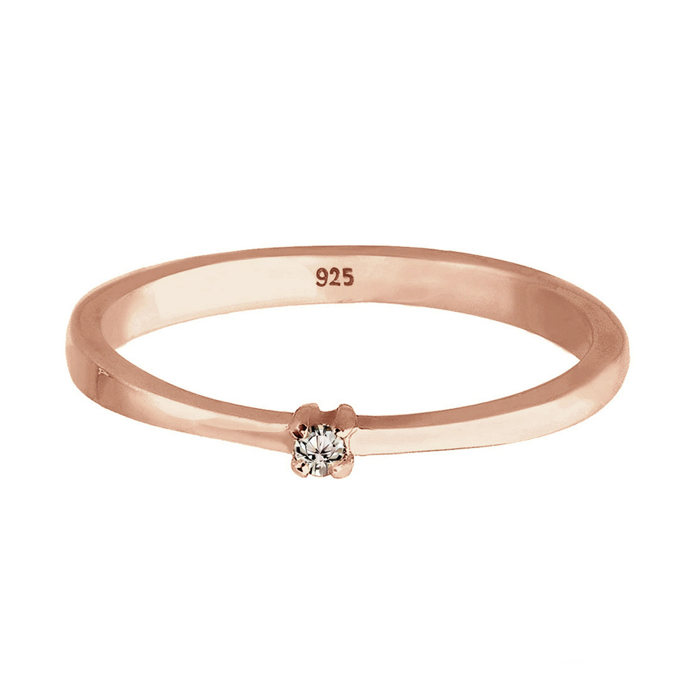 Elli Elli Bague Solitaire Classique Cristal 925 Argent Bague