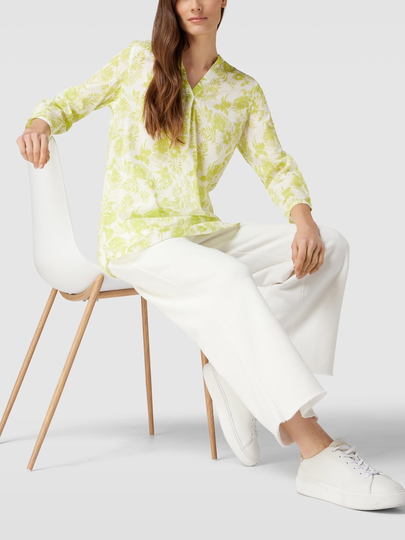 Bluse mit floralem Muster Modell 'Tunika' in neon grün