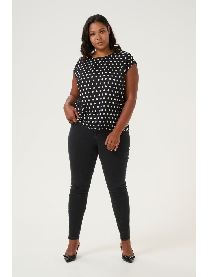 KAFFE curve Ärmellose Bluse KCoda in Black/White Dots günstig kaufen 44