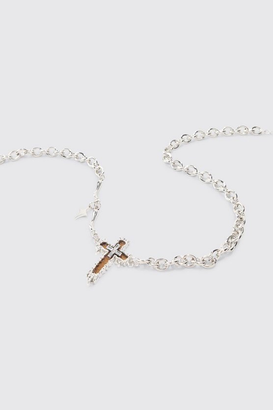 Silberne Kette mit Kreuz-Anhänger