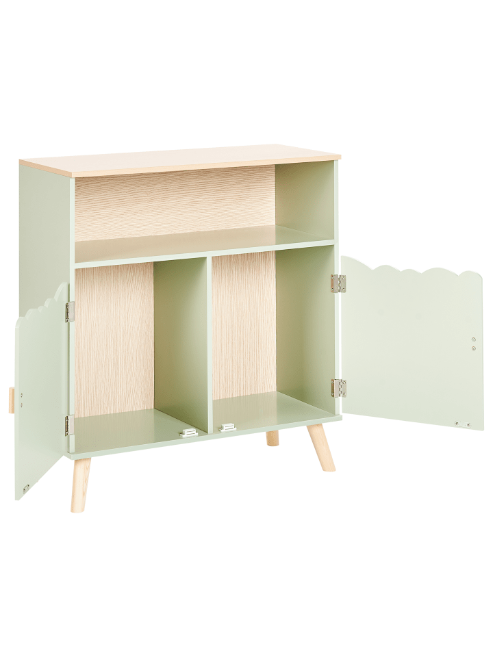 Beliani Sideboard LACKEY in Grün/Heller Holzfarbton - (W) 70 x (H) 74 x (L) 30 cm günstig kaufen onesize