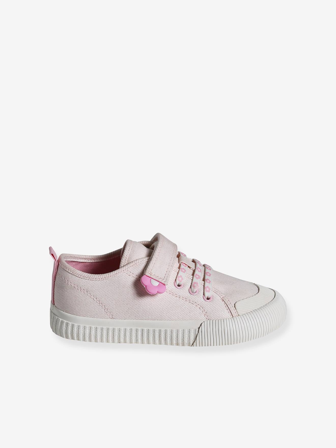 Vertbaudet Mädchen Stoff-Sneakers mit elastischer Schnürung - hellrosa