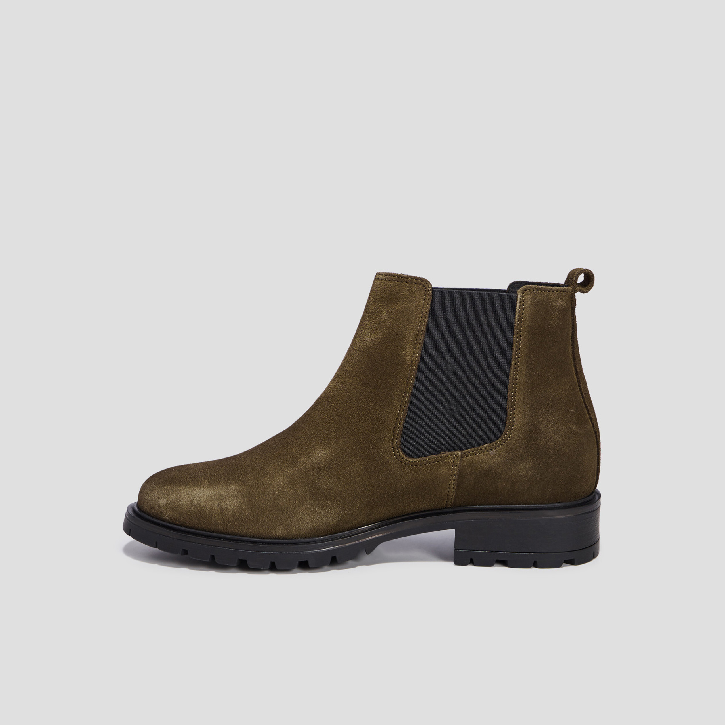 Bottines chelsea en cuir vert kaki femme | La Halle