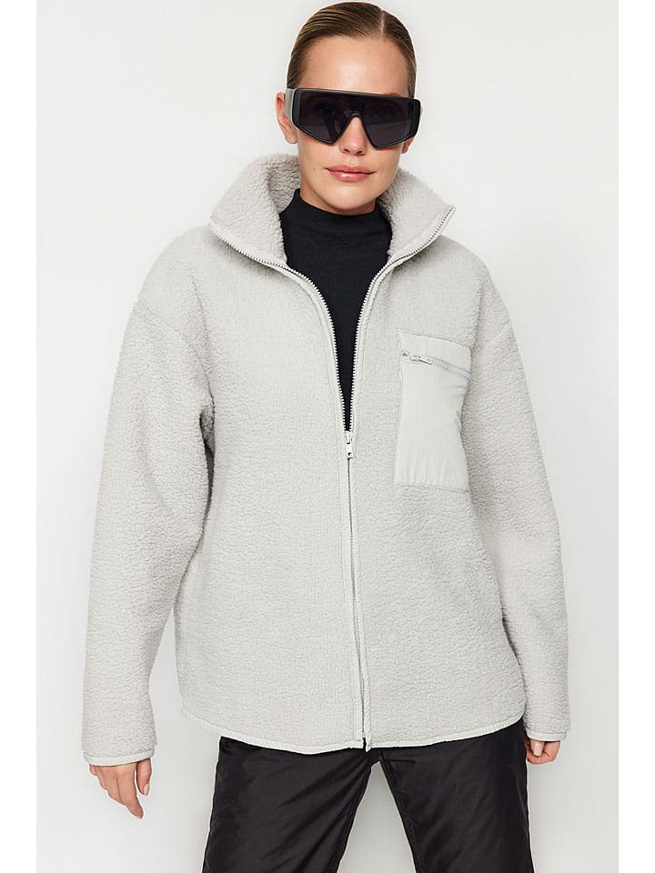 trendyol Fleecejacke in Hellgrau günstig kaufen