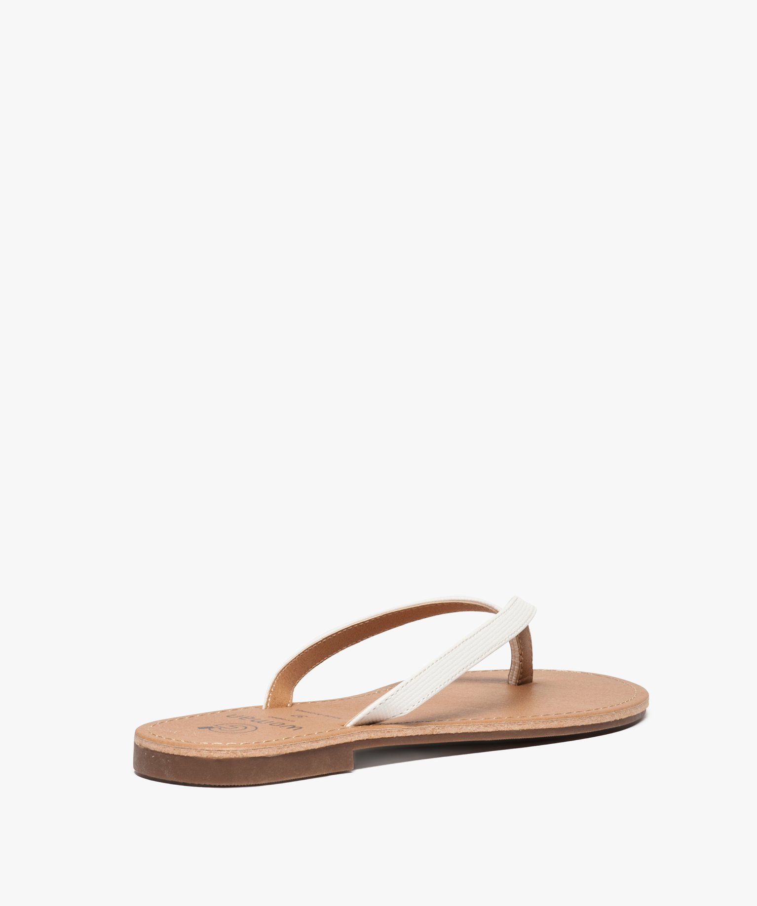 Tongs femme à petit talon plat et lanières fines blanc | GEMO