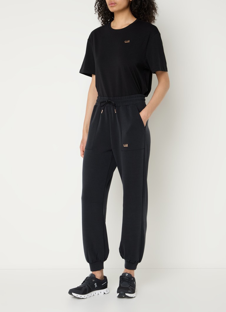 Pantaloni da tuta a vita alta e gamba affusolata con logo Emporio Armani