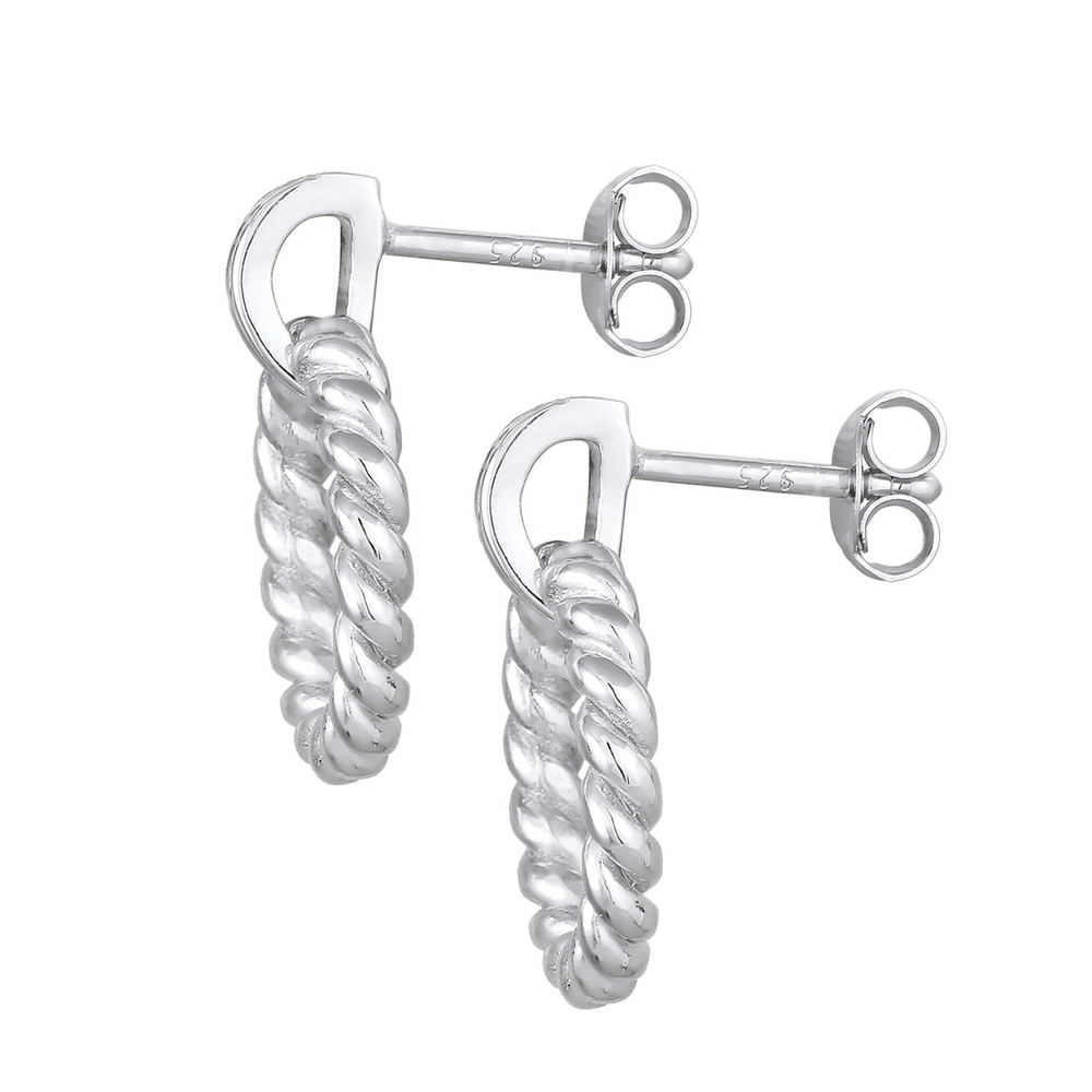 Elli Elli Boucles d'Oreilles Clous d'oreilles pour femmes ronds torsadés en argent ste Boucles d'oreilles