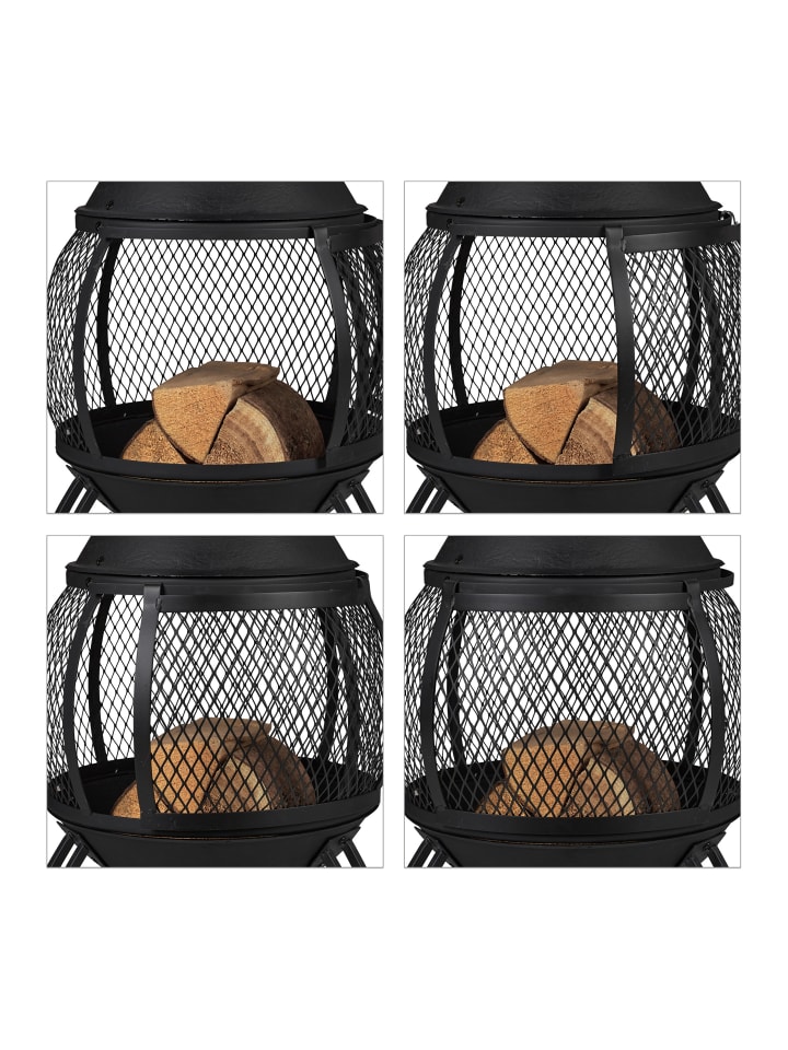 relaxdays Terrassenofen in Schwarz - (H)88 x Ø38 cm günstig kaufen onesize