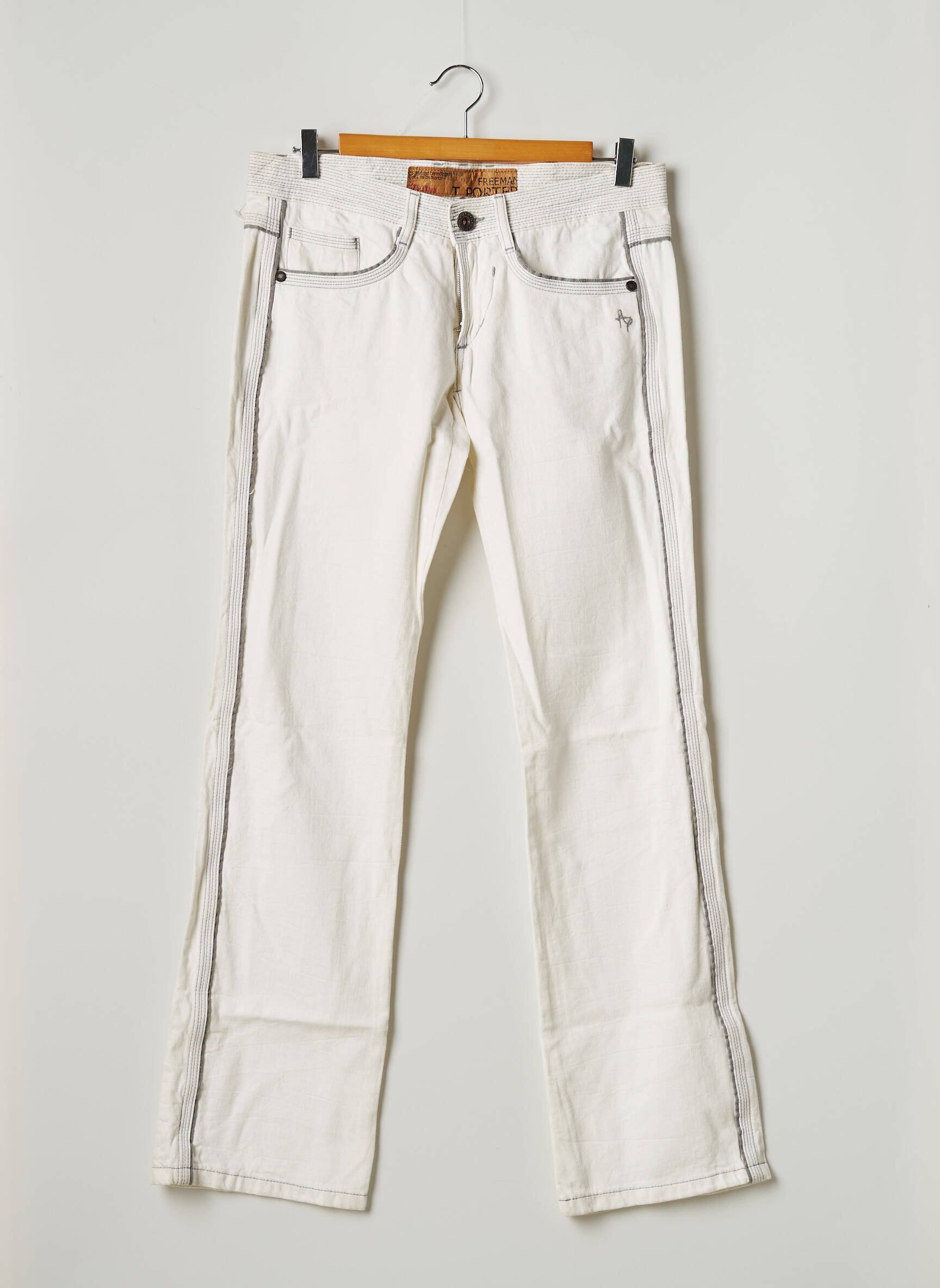 Freeman T Porter Jeans Coupe Droite Femme couleur blanc