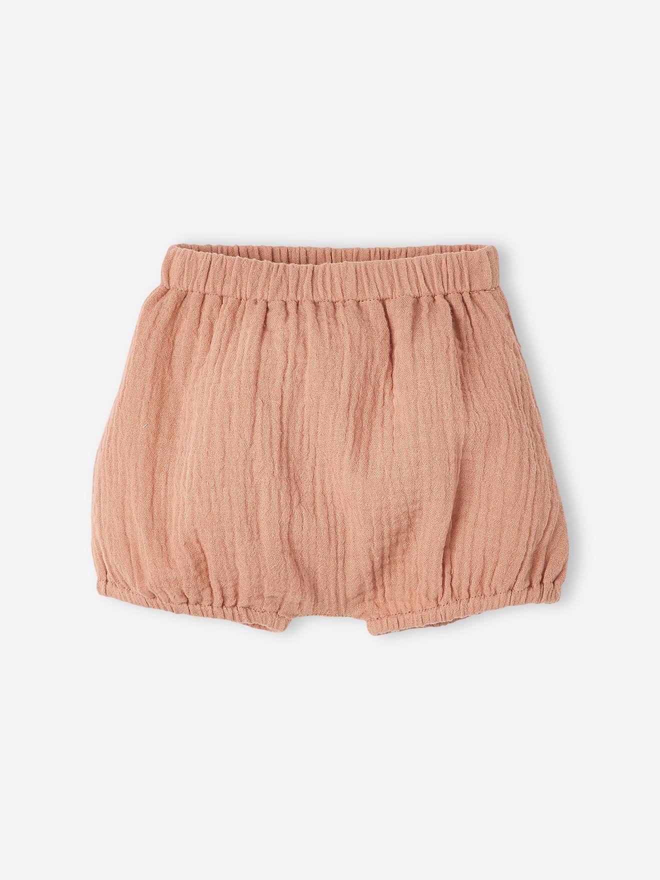 Robe en gaze de coton bébé et sa culotte assortie vieux rose