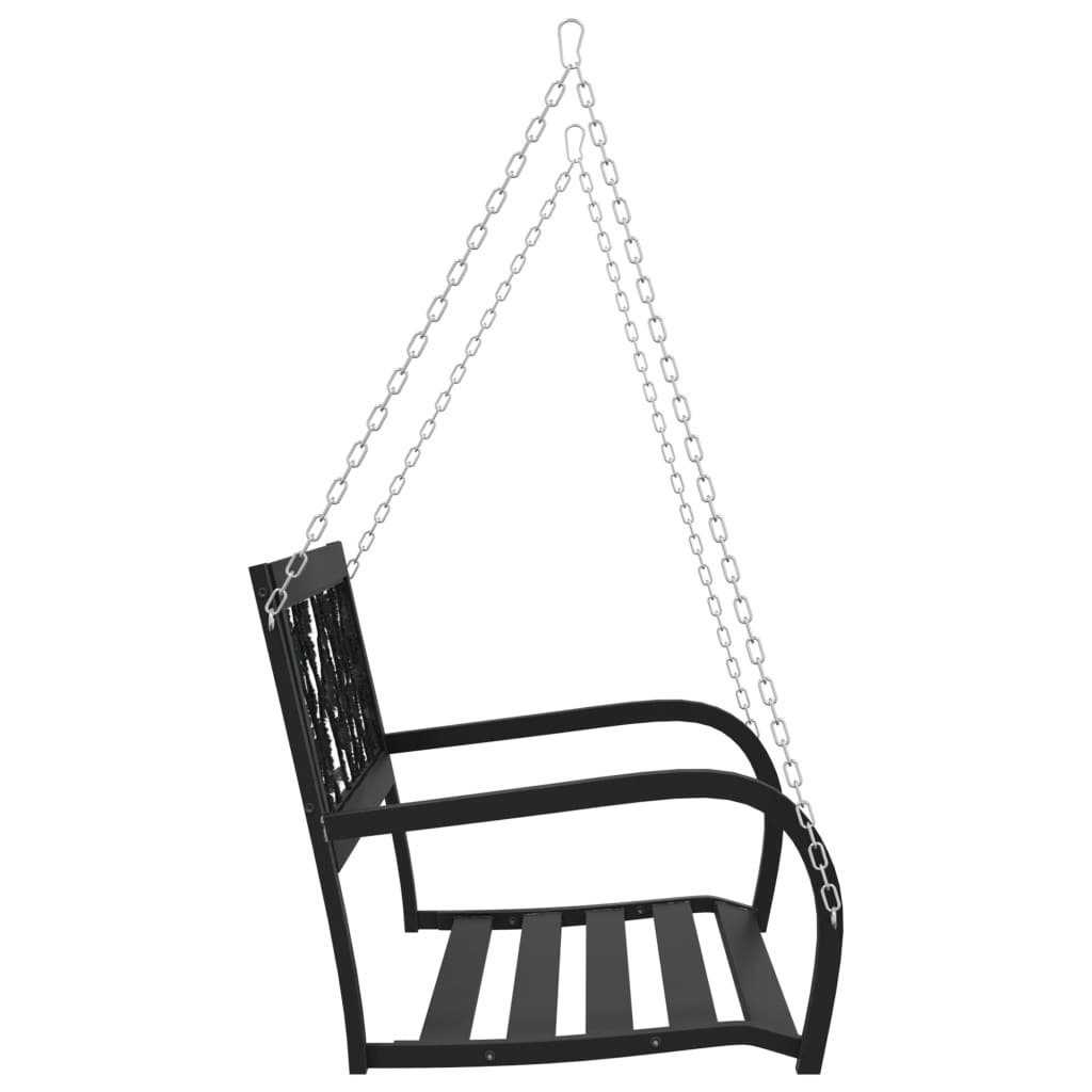 vidaXL Hollywoodschaukel Hollywoodschaukel 125 cm Stahl und Kunststoff Schwarz 2-Sitzer