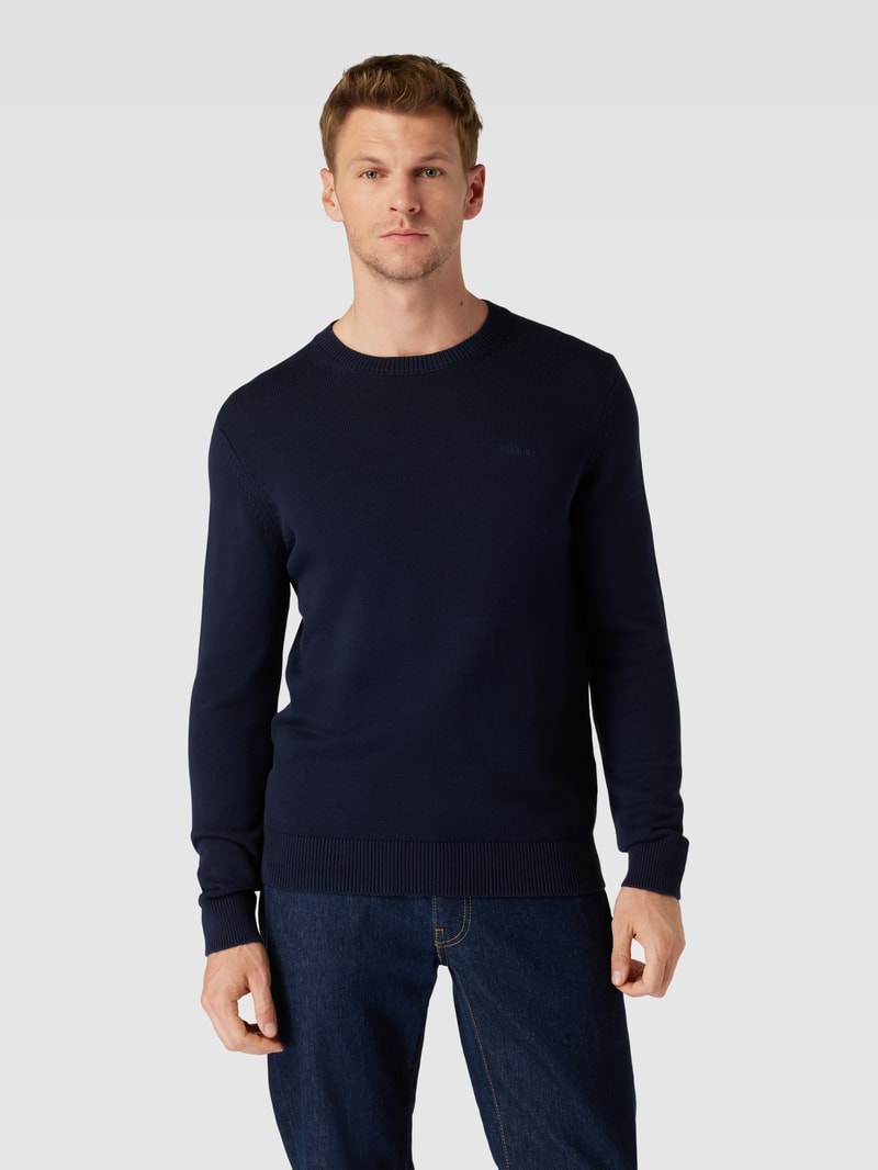 Strickpullover mit Label-Stitching in marineblau