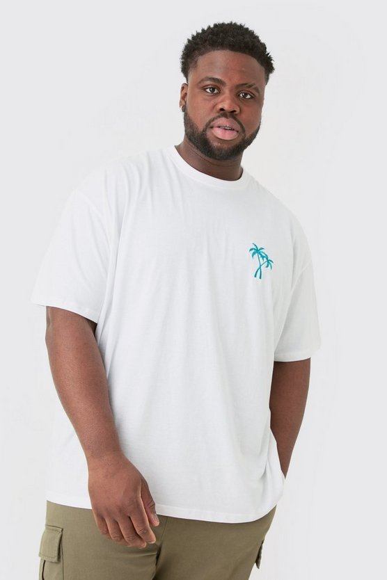 Plus Oversize T-Shirt mit Palmen-Stickerei