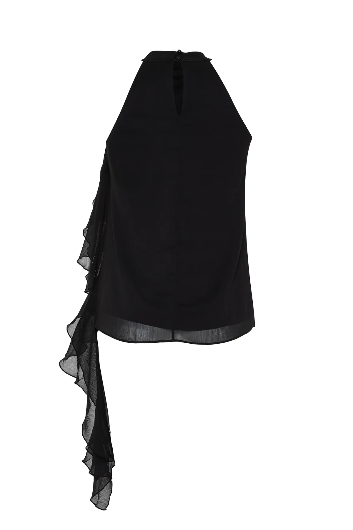 Trendyol Collection  Schwarze ungefütterte gewebte Chiffonbluse mit Rüschen TPRSS24BZ00027
