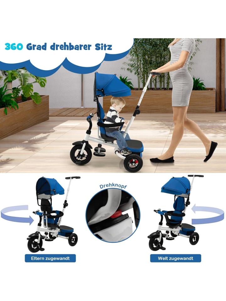 COSTWAY Dreirad 4 in 1 ab 1 Jahr in Blau günstig kaufen onesize