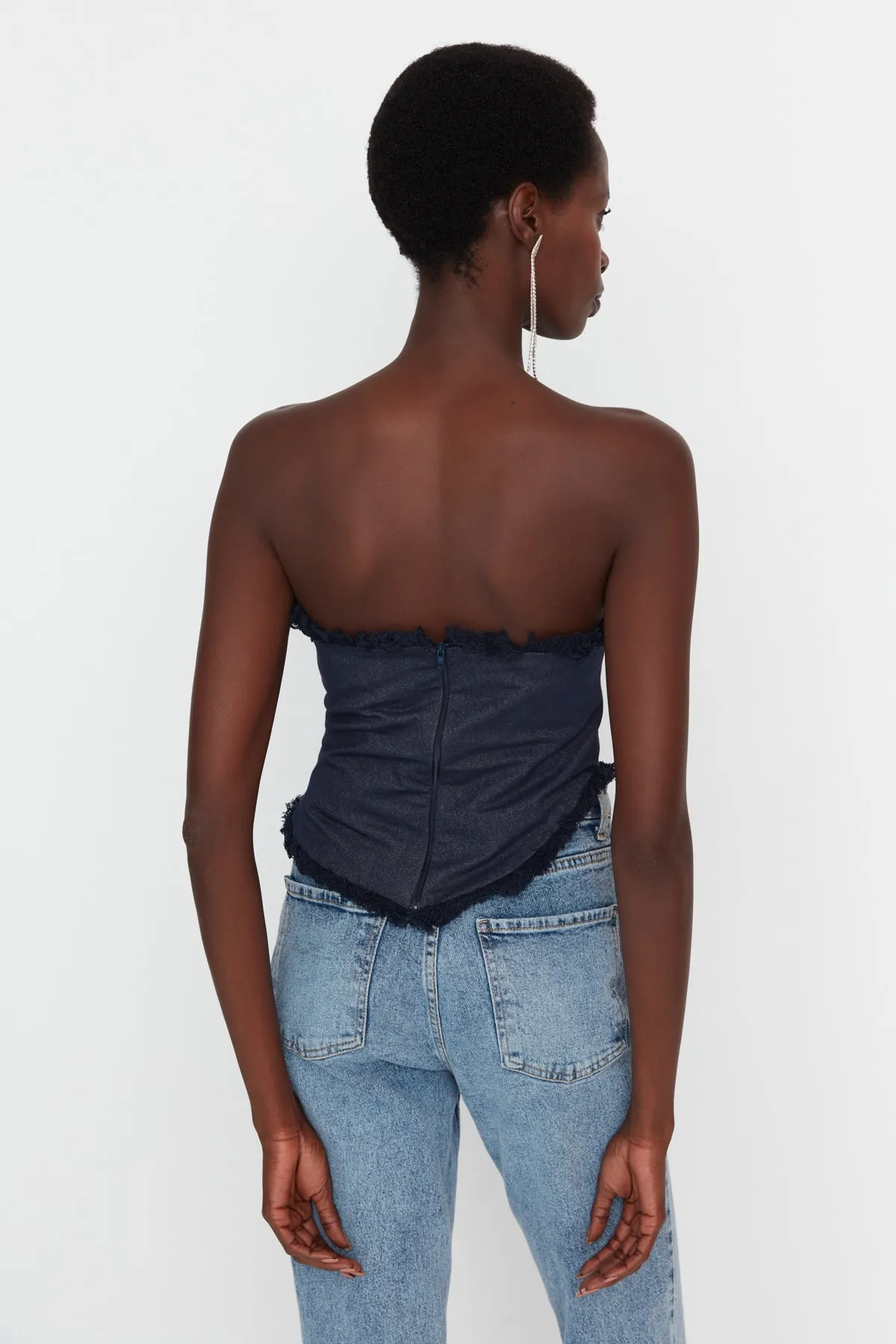 Trendyol Collection  Blaues Bustier im Denim-Look TPRSS22BS00021