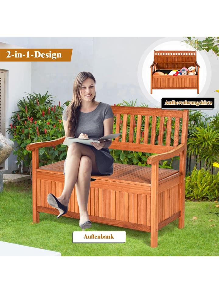 COSTWAY Gartenbank 2-Sitzer mit Stauraum in Braun günstig kaufen onesize
