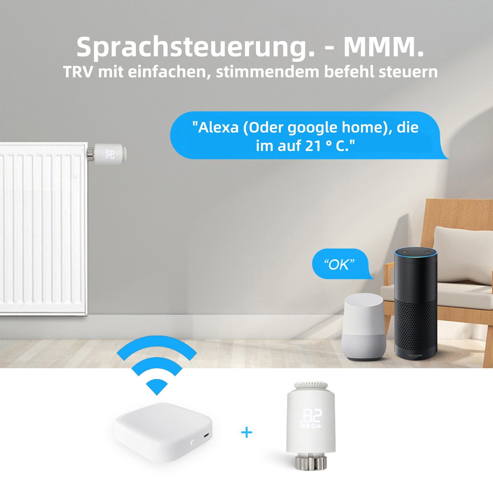 TWSOUL Heizkörperthermostat Mobile APP steuert intelligenten Thermostat, (1 St) Hochpräzise Einstellung, Mehrere Moduseinstellungen zum Energiesparen