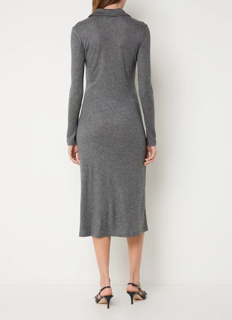 Calvin Klein Fine-knit midi dress in wool blend with V-neck