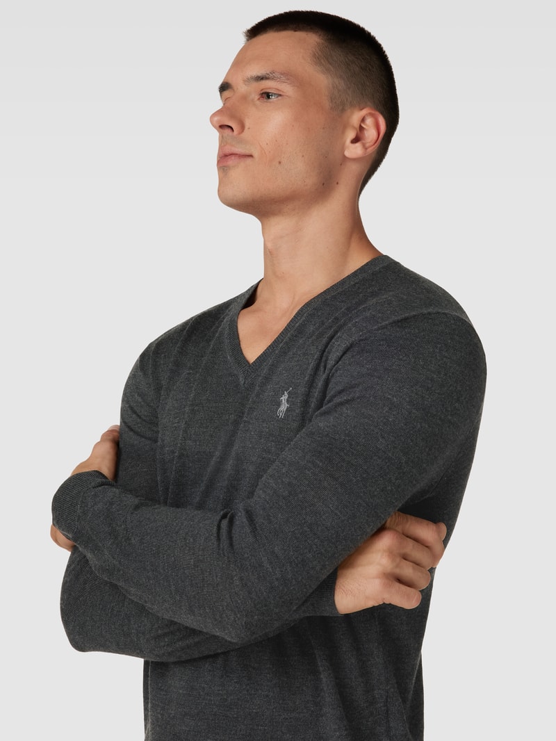 Longsleeve mit Logo-Stitching in anthrazit