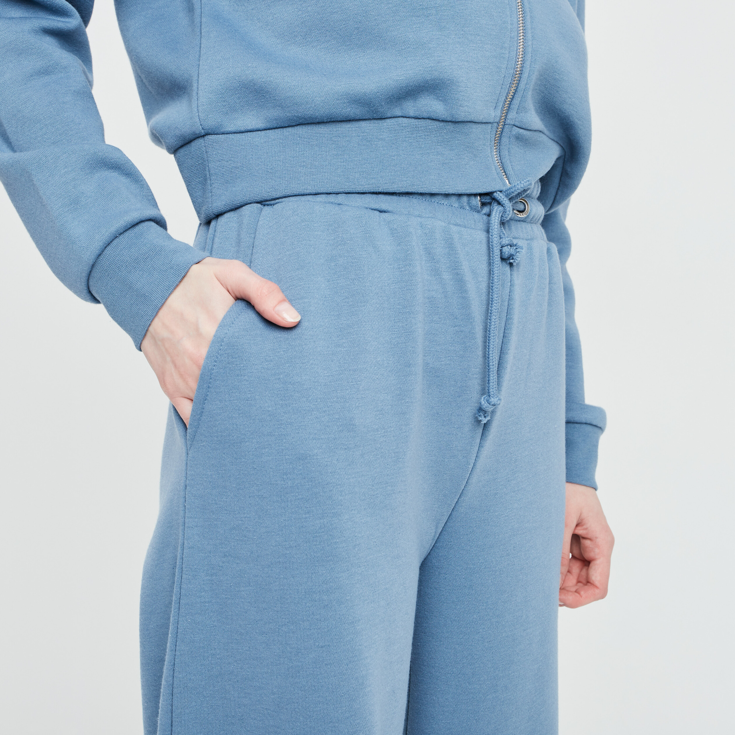 Pantalon jogging large bleu gris femme | La Halle