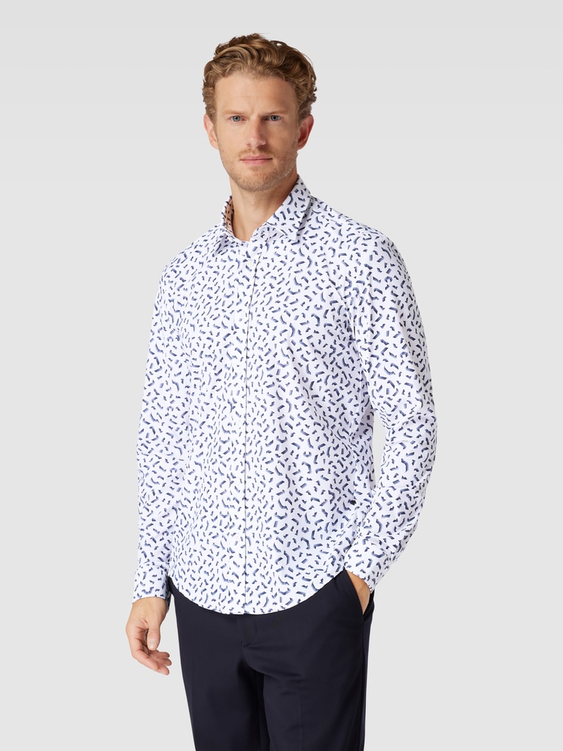 Regular Fit Freizeithemd mit Allover-Muster Modell 'Liam' in weiß