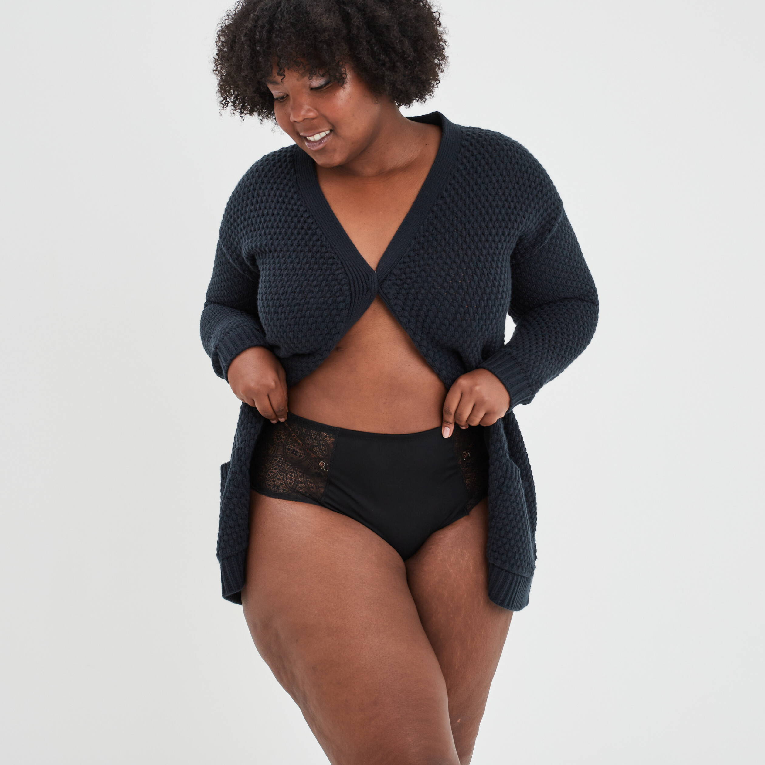 Culotte haute avec dentelle noir femme grande taille | La Halle