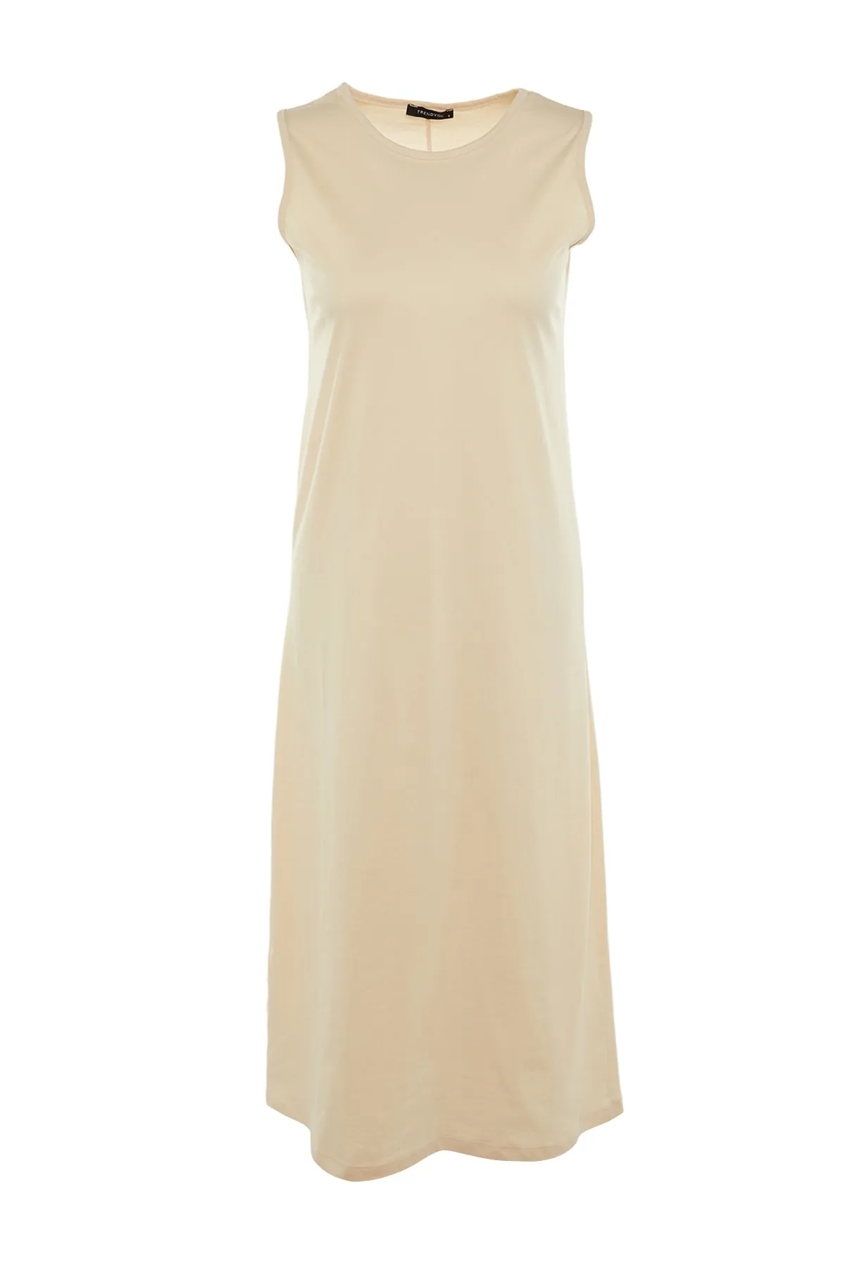 Trendyol Modest  Beiges ärmelloses Kleid mit Futter und Unterwäsche TCTSS21UK0034