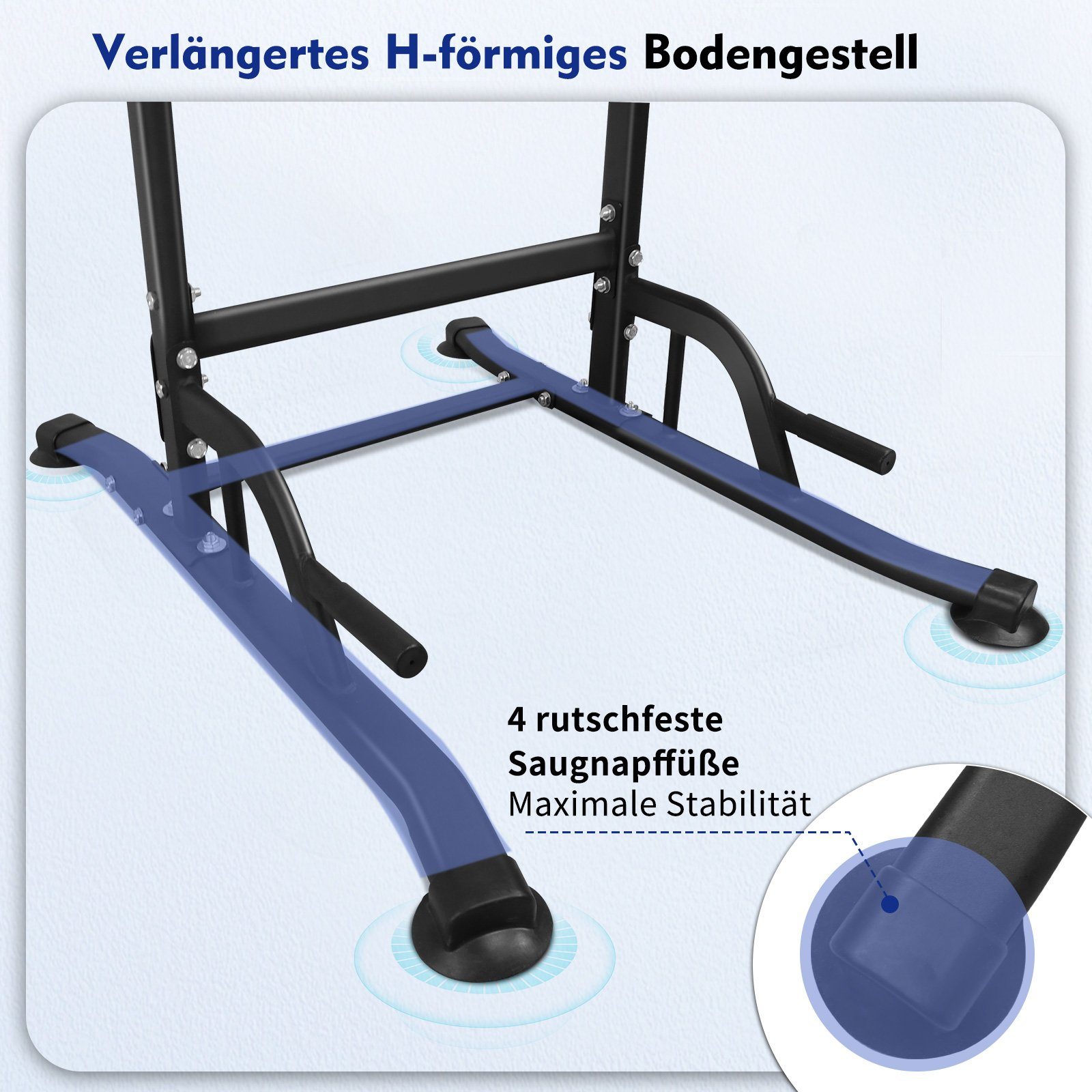 DH FitLife Kraftstation Power Tower Dip Station, (Dip Barren u. Rückentrainer, Sport Geräte mit Klimmzugstange), Kraftstation Kraftturm, Fitness Station, Power Rack for Home Gym