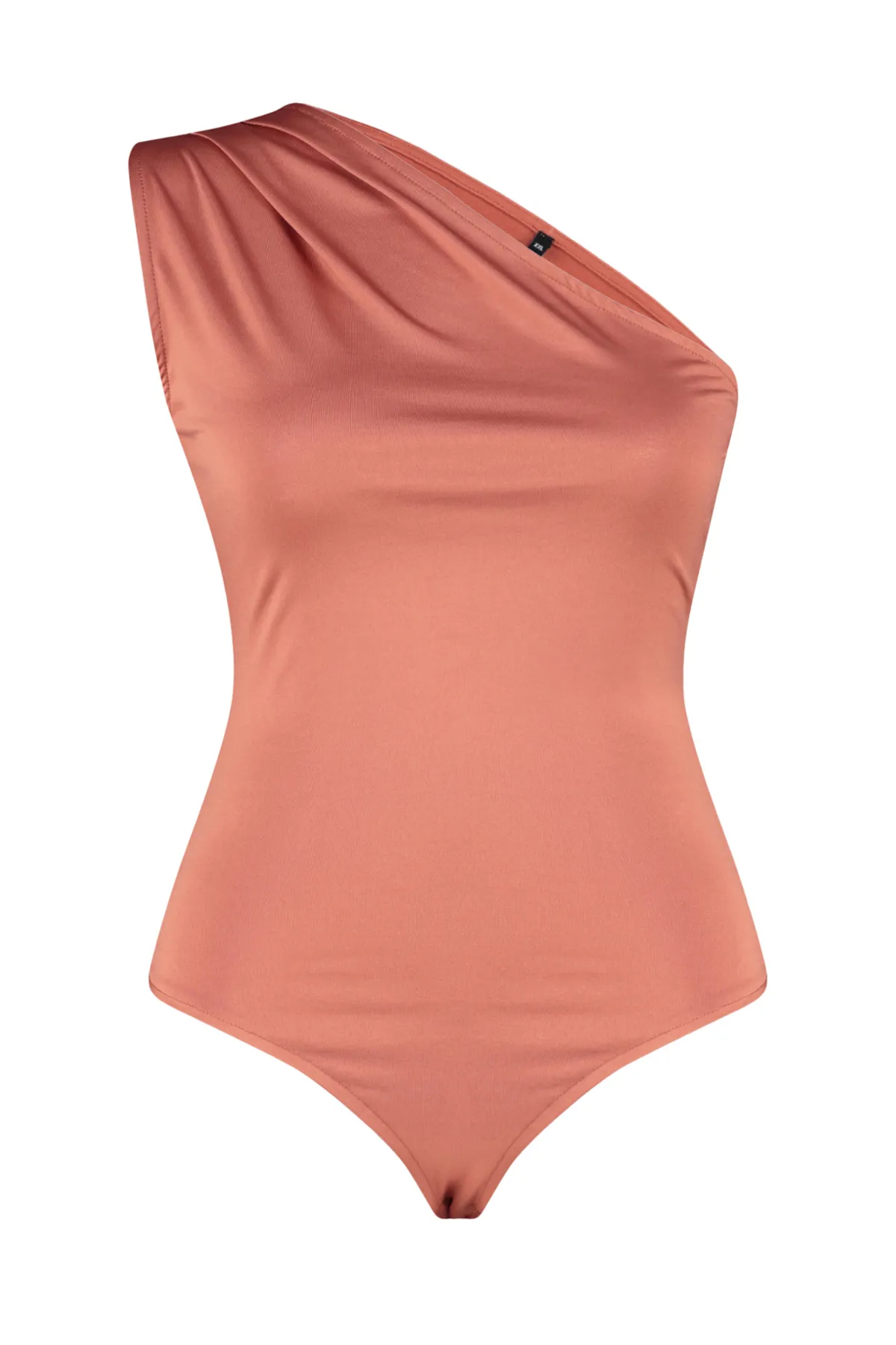 Trendyol Curve  Zimtfarbener gestrickter Body mit asymmetrischem Kragen unten und Druckknöpfen TBSSS24AF00066