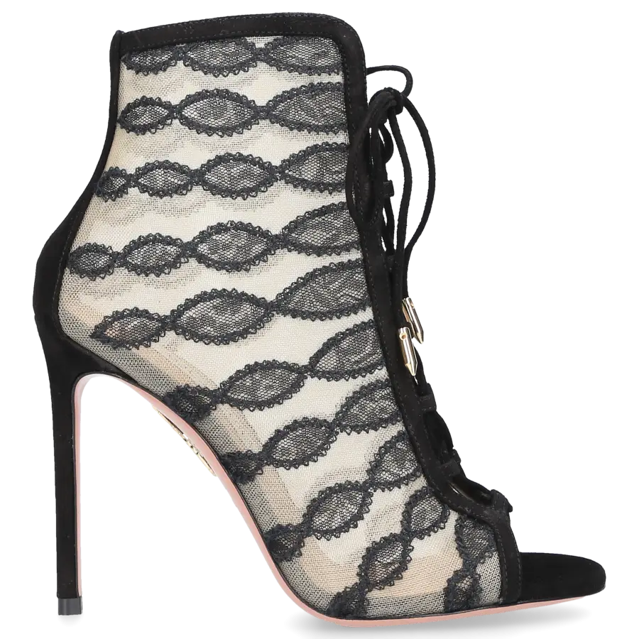 Aquazzura - Schnürstiefeletten AFTER DARK 105 Spitze - schwarz
