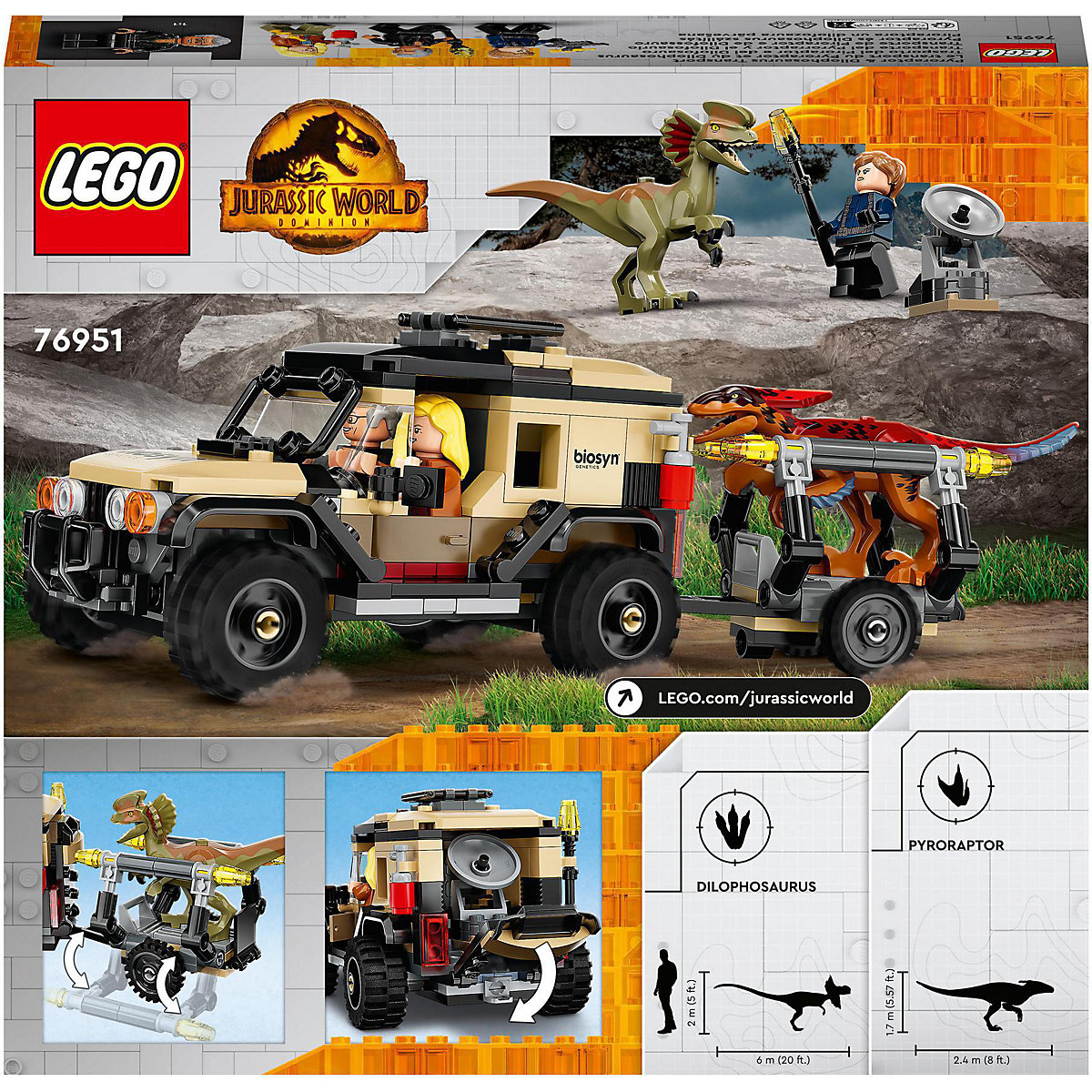 LEGO® Jurassic World 76951 Pyroraptor & Dilophosaurus Transport