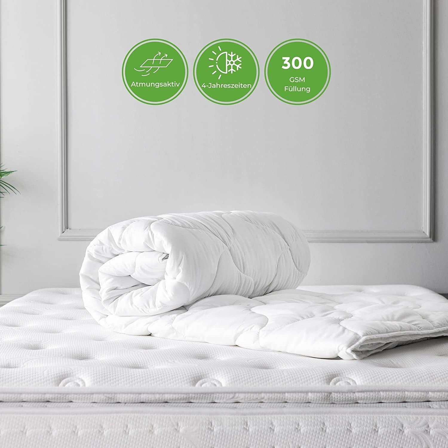Bettdecke + Kopfkissen, Ideal für Ganzjahreszeiten mit 300 g/m² Füllung, livessa, Bettwaren SET weich und atmungsaktiv