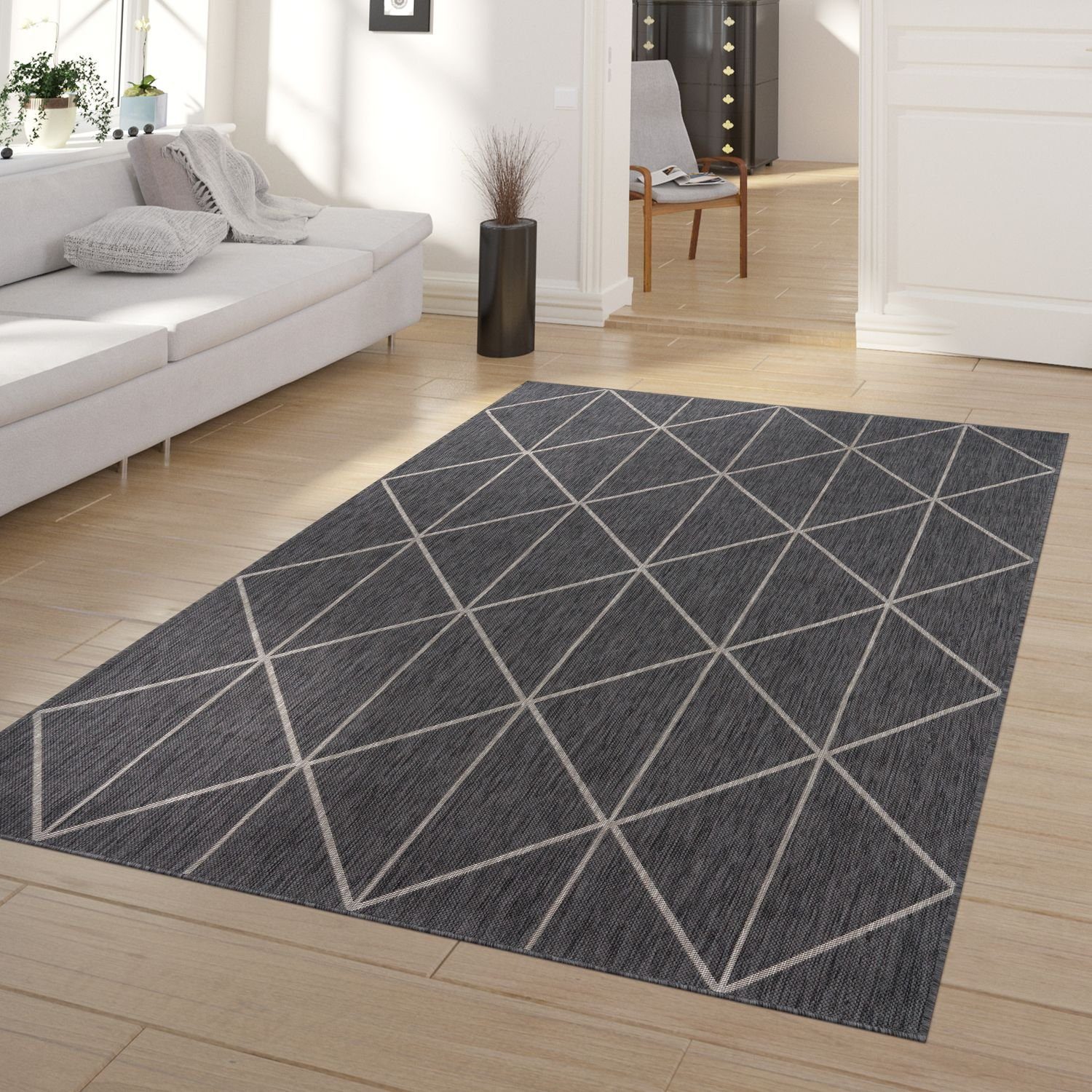 Outdoorteppich In-& Outdoorteppich Wetterfest Terrasse Küche Geometrisch, TT Home, rechteckig, Höhe: 4 mm