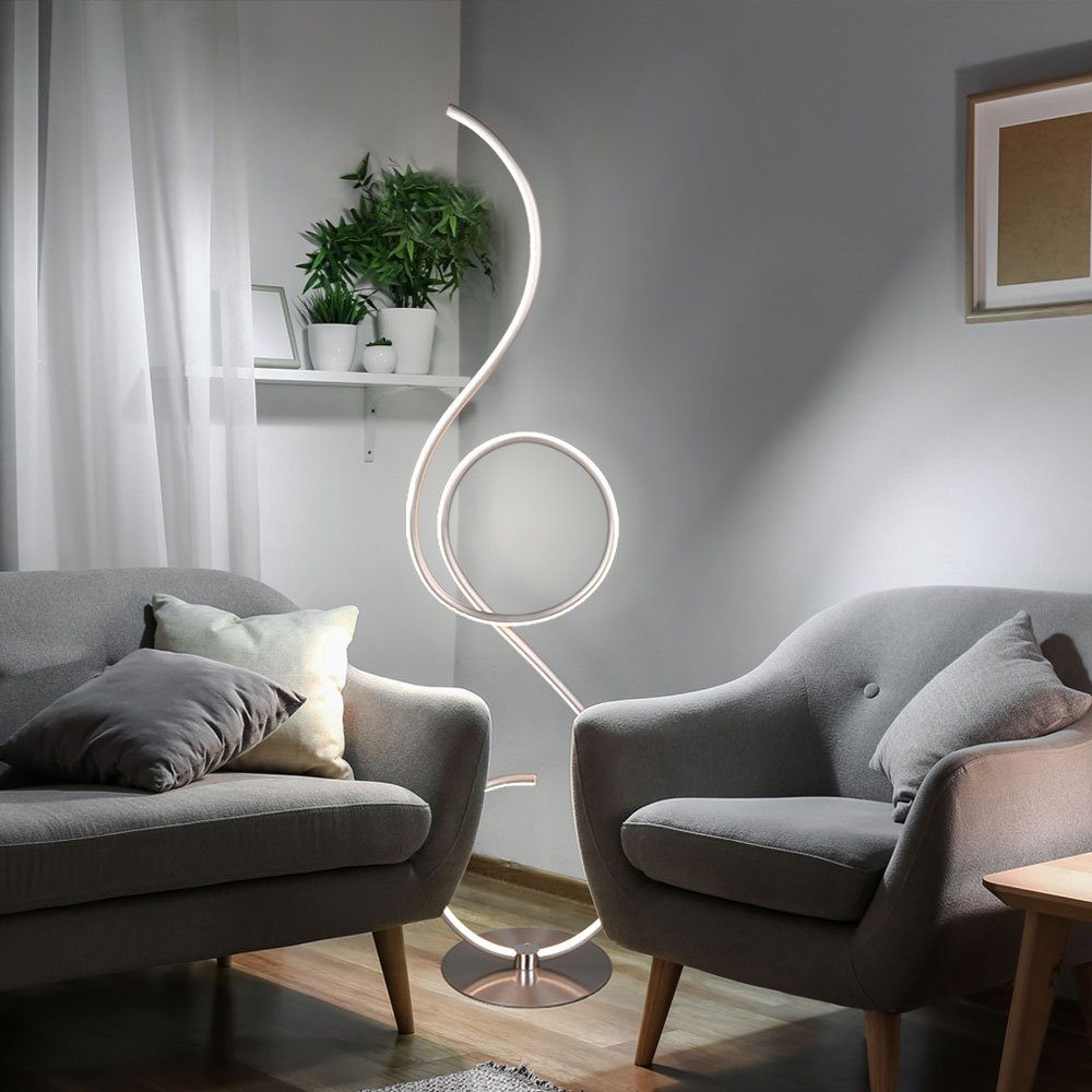 etc-shop LED Stehlampe, LED-Leuchtmittel fest verbaut, Kaltweiß, Warmweiß, Neutralweiß, Tageslichtweiß, LED Standleuchte dimmbar Designer Stehlampe silber