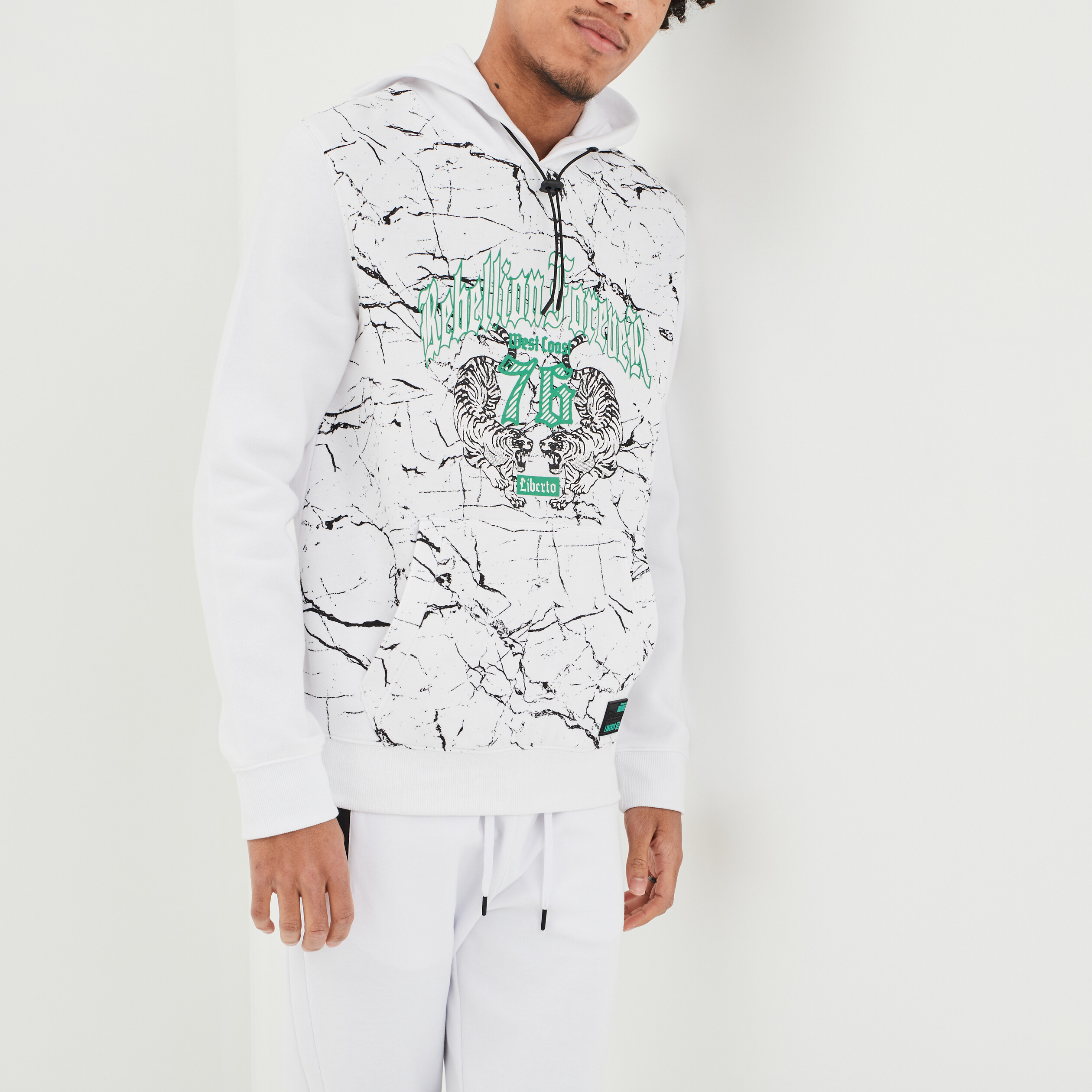 Sweat à capuche hoodie Liberto blanc homme | La Halle
