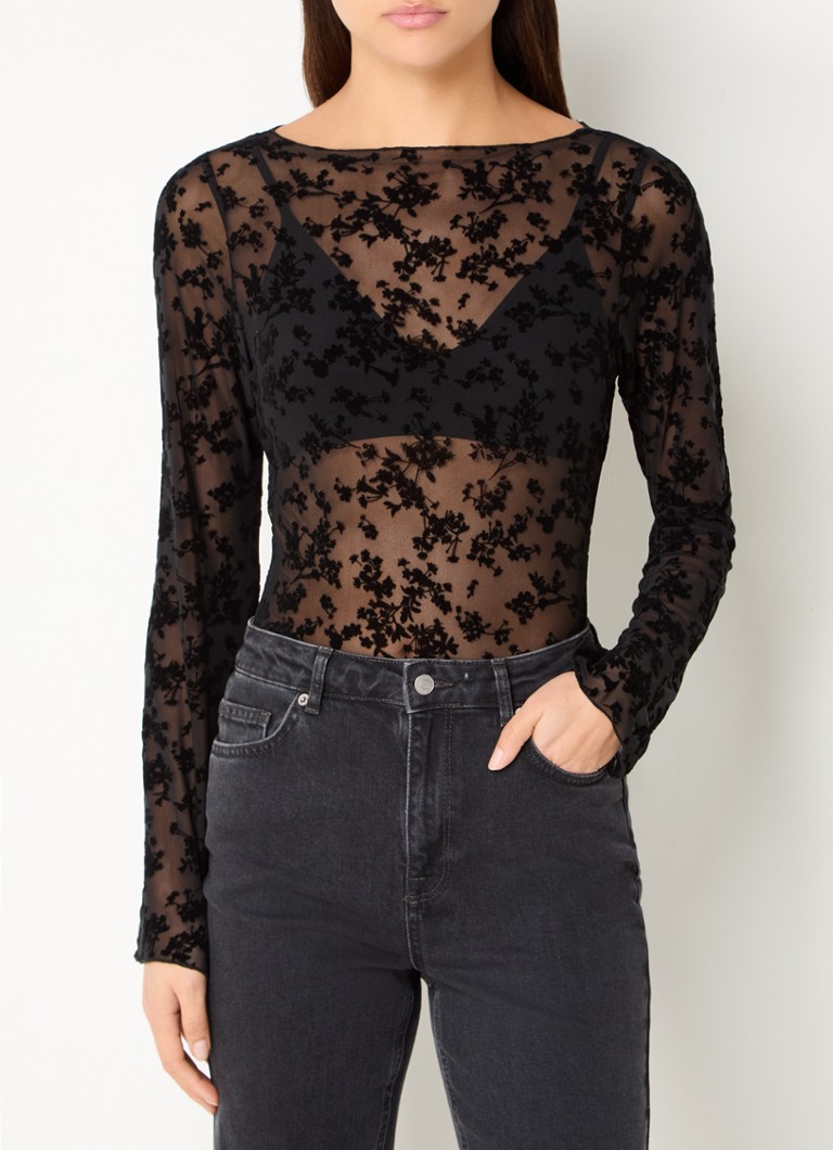 Envii Ennicola semi-transparent mesh top with floral print
