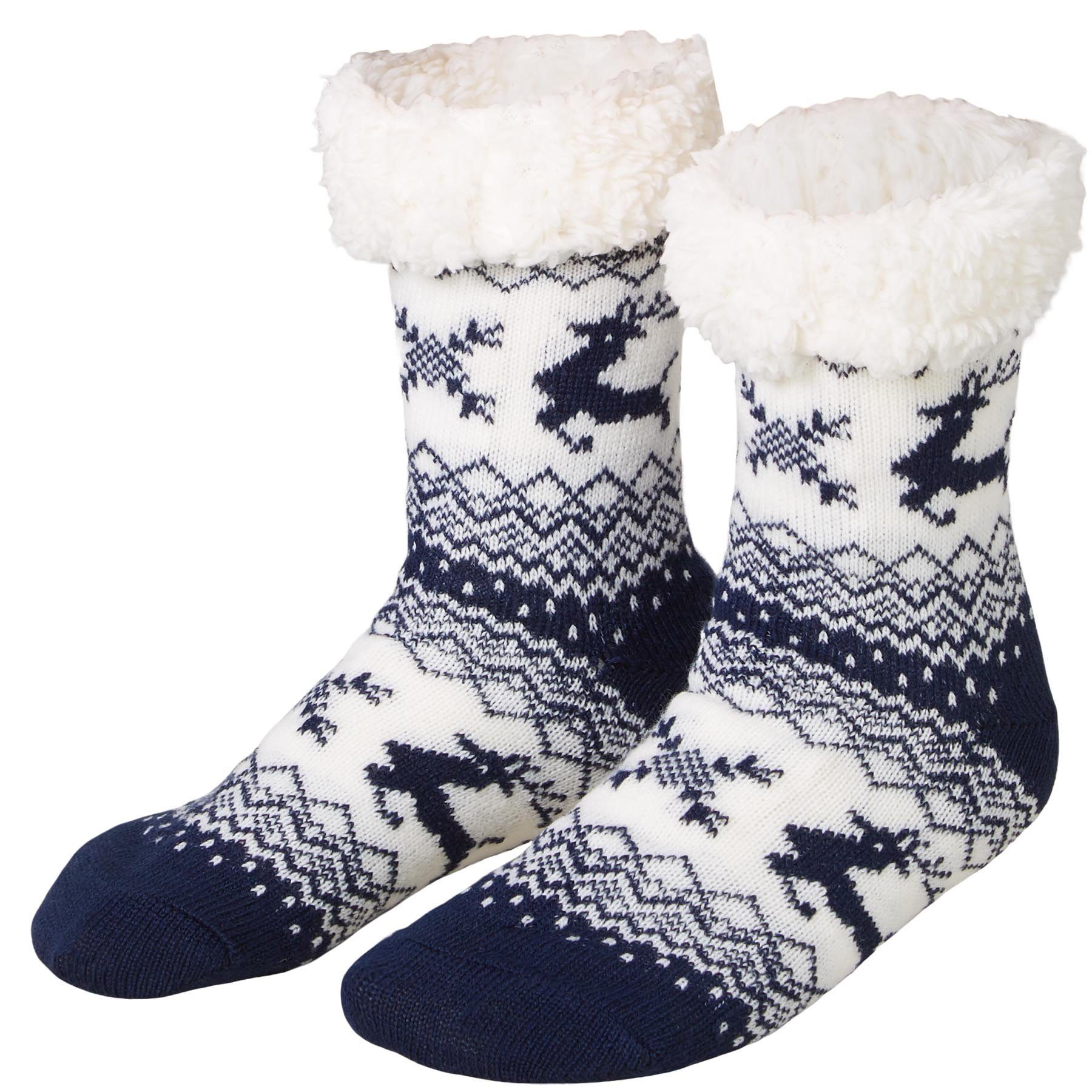 dressforfun Kuschelsocken Kuschelsocken mit Rentier-Motiv blau-weiß