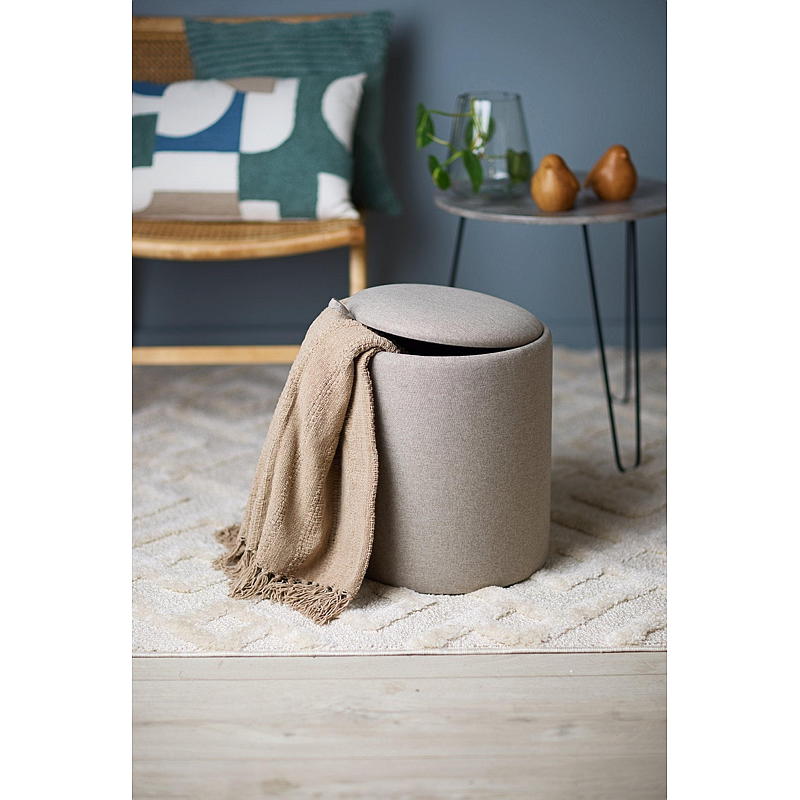 Vie Home Puff m/oppbevaring ø 34x40 cm lysbeige