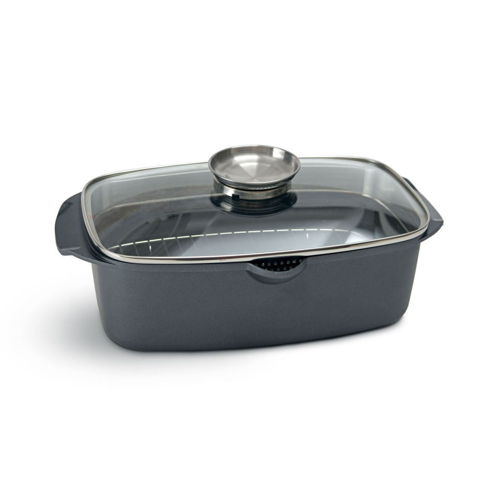 Bräter 6 l mit Gitter schwarz matt