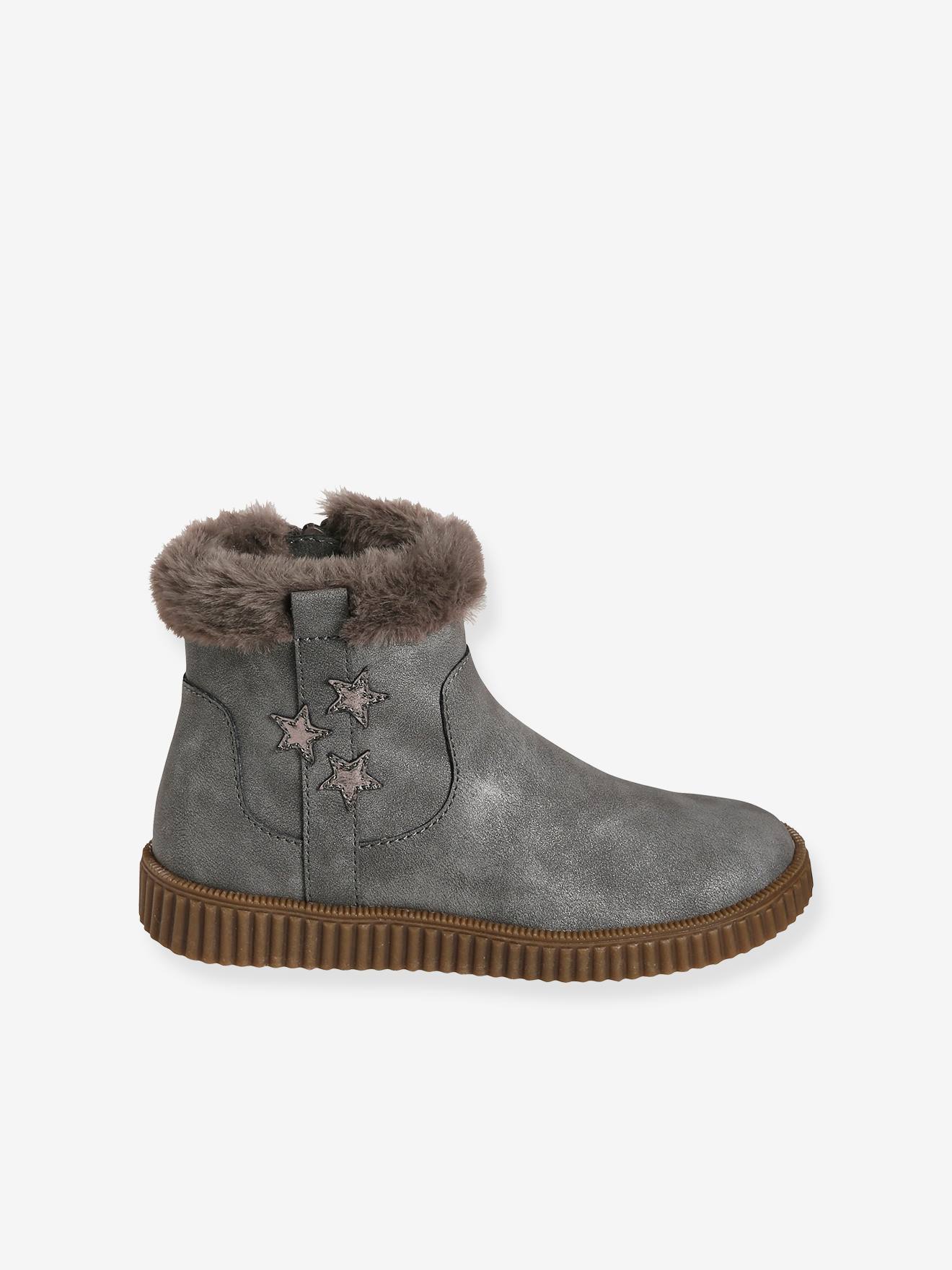 Boots fantaisie fourrés fille gris clair