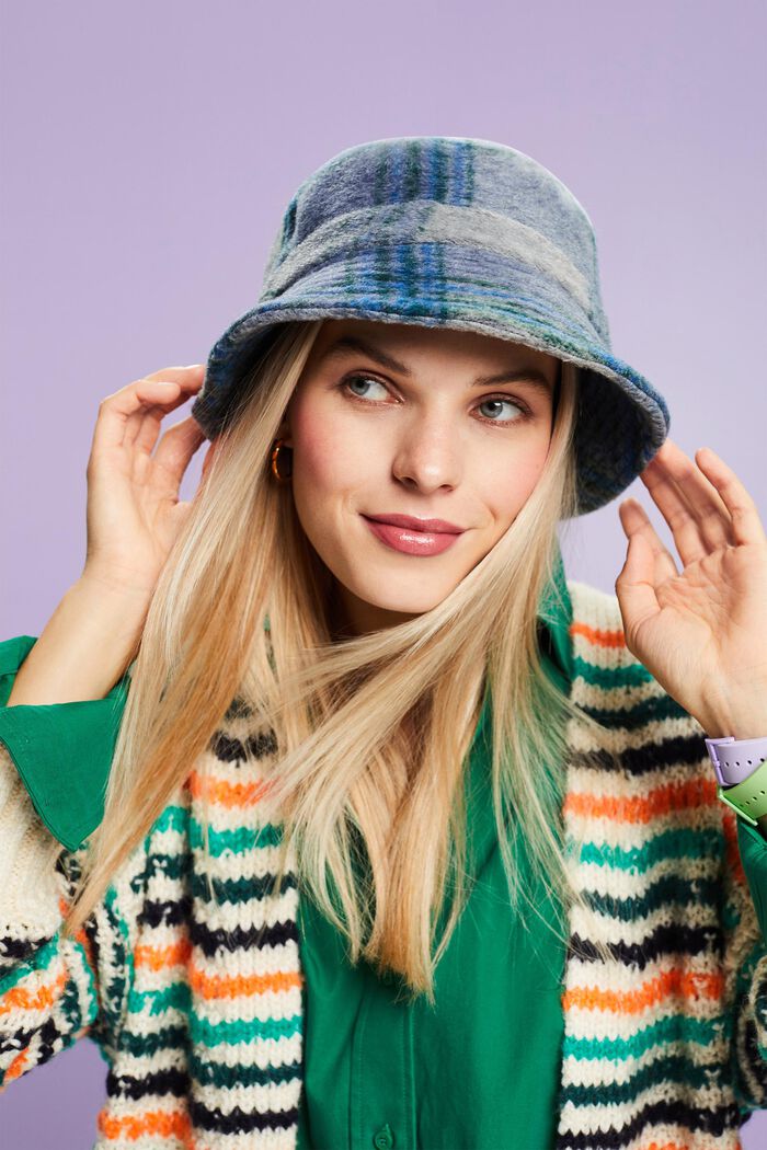 Karierter Bucket Hat aus weich aufgerautem Stoff