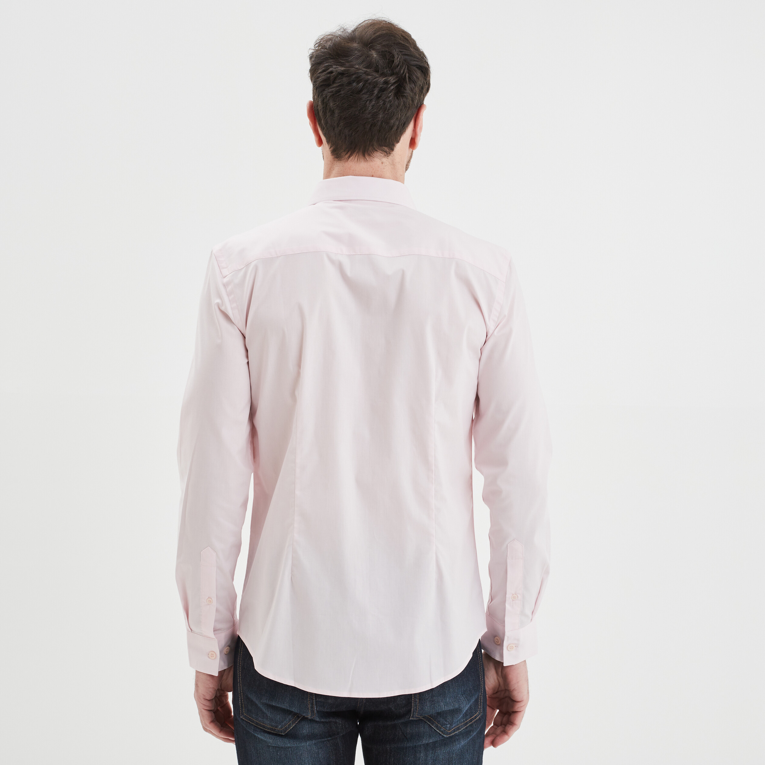 Chemise basique ajustée manches longues rose clair homme | La Halle