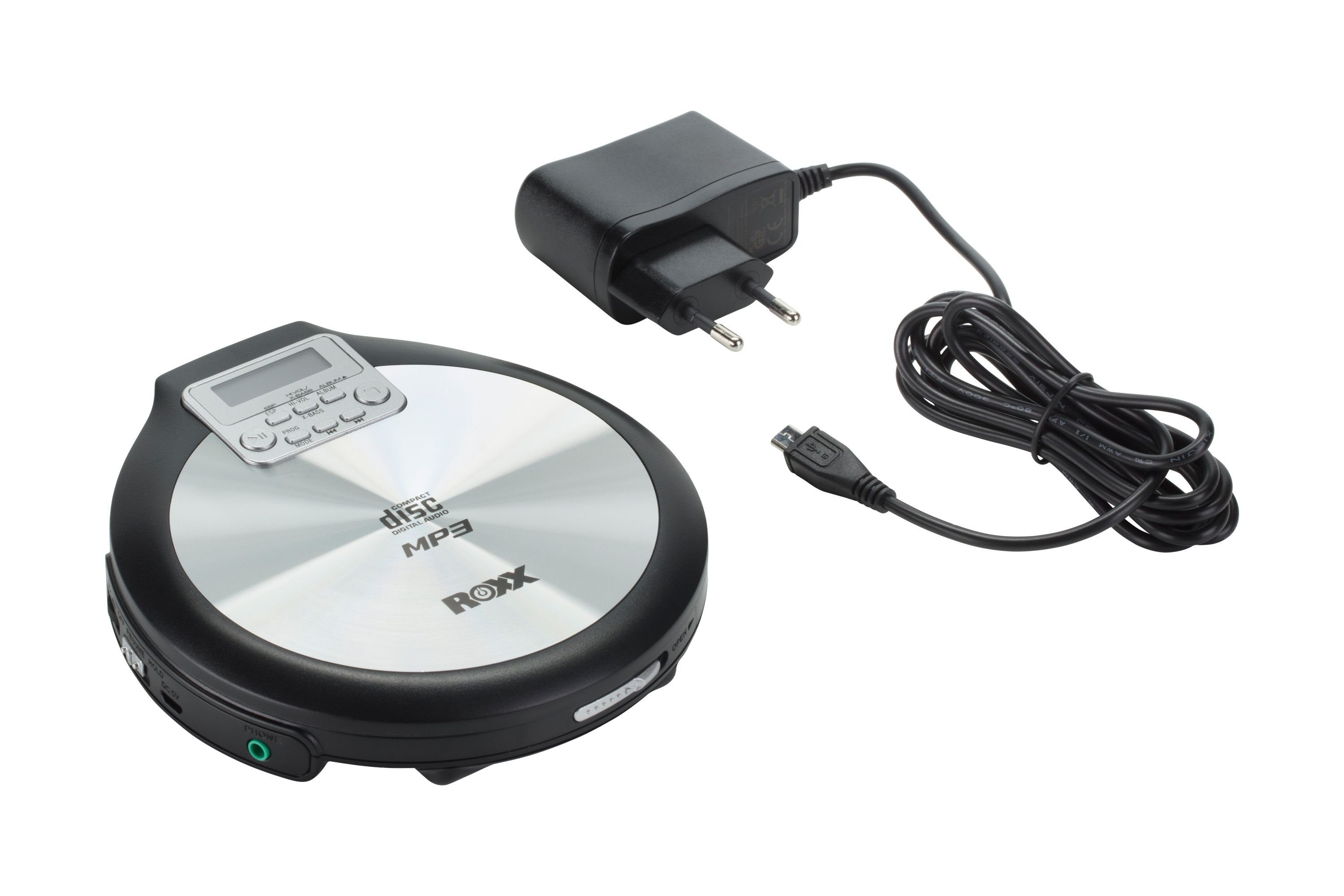ROXX PCD 600 tragbarer CD-Player (MP3 Discman mit Anti-Shock, Resume-Funktion inkl Netzteil)